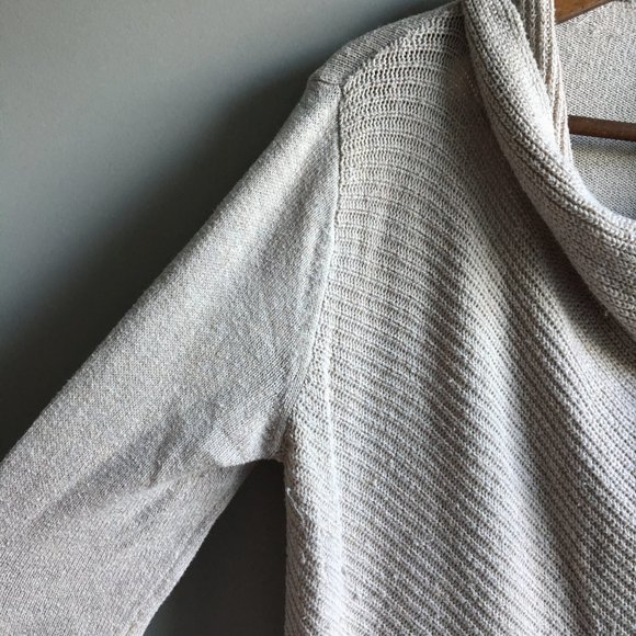 Oatmeal waterfall front cardigan wrap with button - Picture 5 of 16